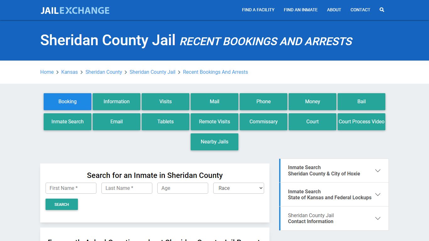 Sheridan County Jail KS Recent Arrests and Bookings - Jail Exchange