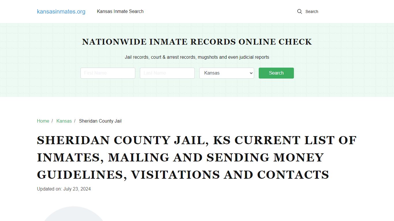 Sheridan County Jail, KS: Offender Locator, Visitation & Contact Info